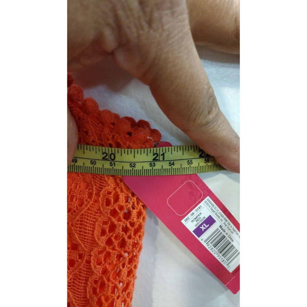 NWT Xhilaration Coral Crochet‎ V-Neck Romper - Picture 6 of 6